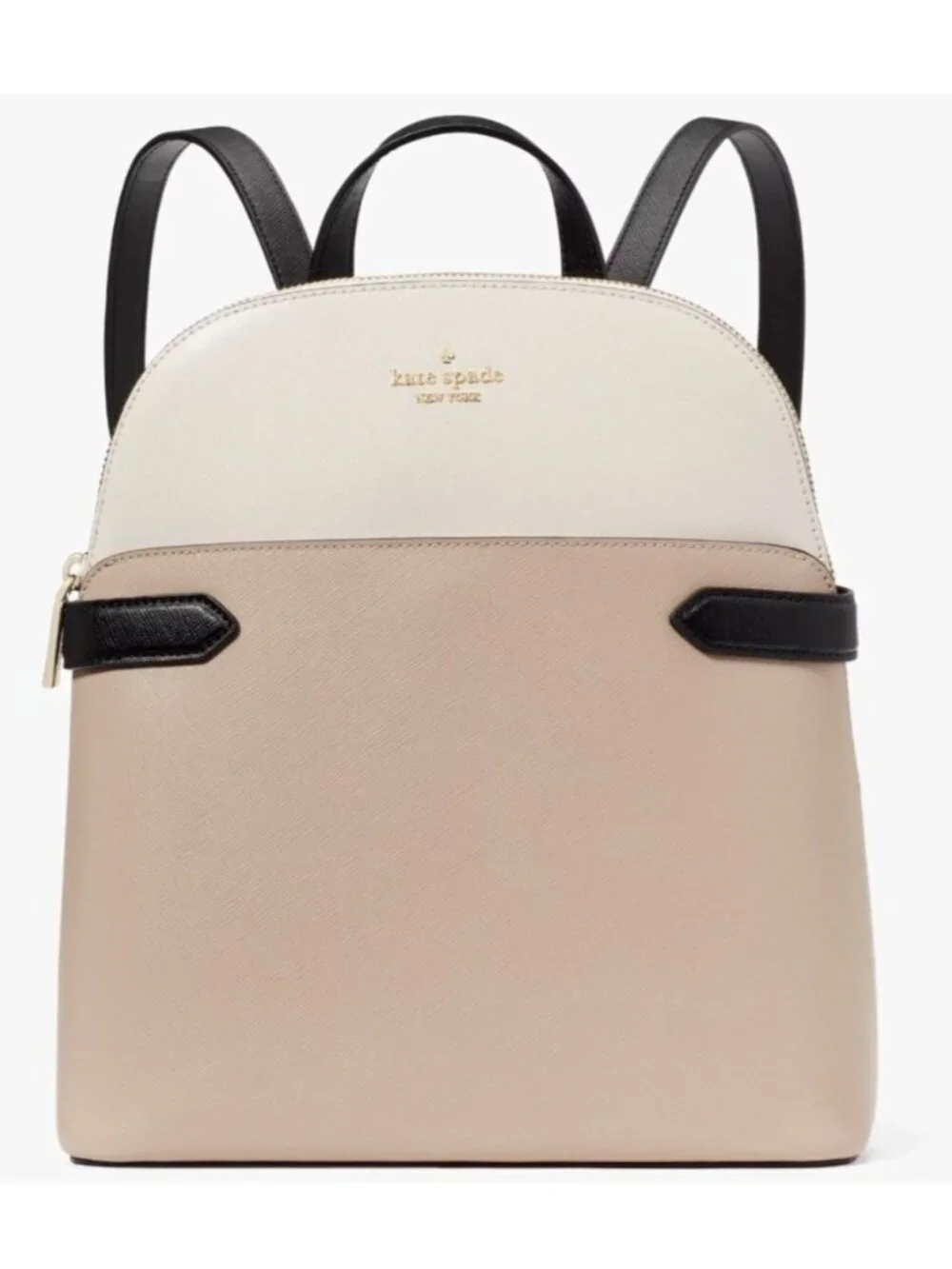 Kate Spade Staci Dome Med Backpack Beige White Saffiano Leather KG021 Ret $359
